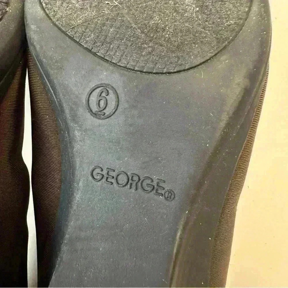 George Heels Womens 6 Comfort Start Loafers Pumps Wedge Black Fabric Slip On - Picture 7 of 9